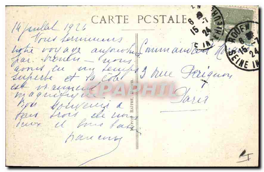 CPA Rouen La Fleche de la Cathedrale dite Greke Tour ou l'Aiguille detruite par l'incendie  — Rückseite