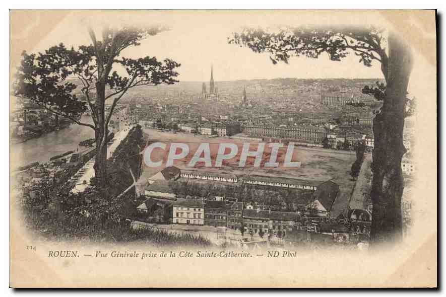 CPA Rouen Vue Generale prise de la Cote Sainte Catherine 