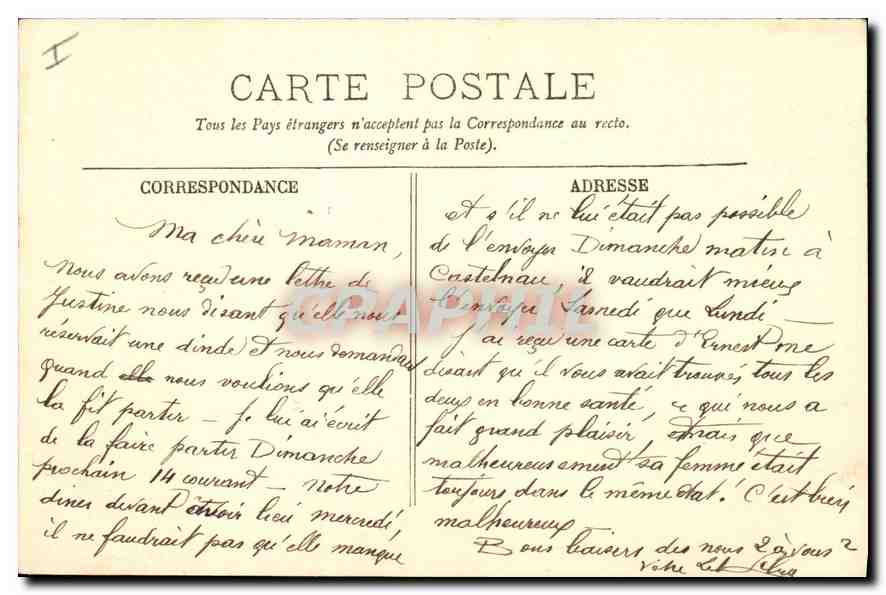 CPA Rouen La Cour du Palais de Justice  — Rückseite