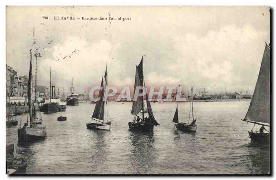 CPA Le Havre Barques dans l'avant Port Bateaux