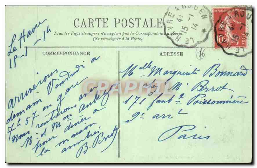 CPA Le Havre Croiseur sortant du Port  — Rückseite