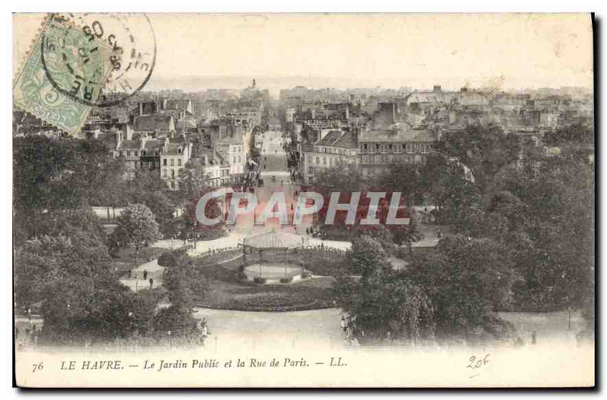 CPA Le Havre le jardin Public et le Rue de Paris 
