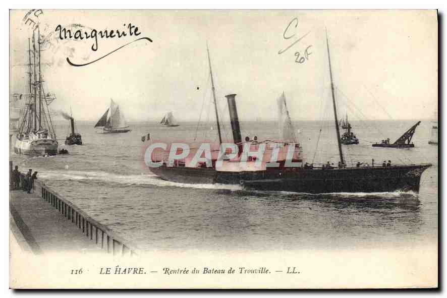 Le Havre — Ankunft des Schiffs von Trouville — LL. — Neue Druckerei — n°116