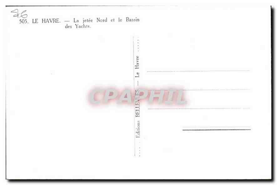 CPA Le Havre la Jetee Nord et le Bassin des Yachts  — Rückseite