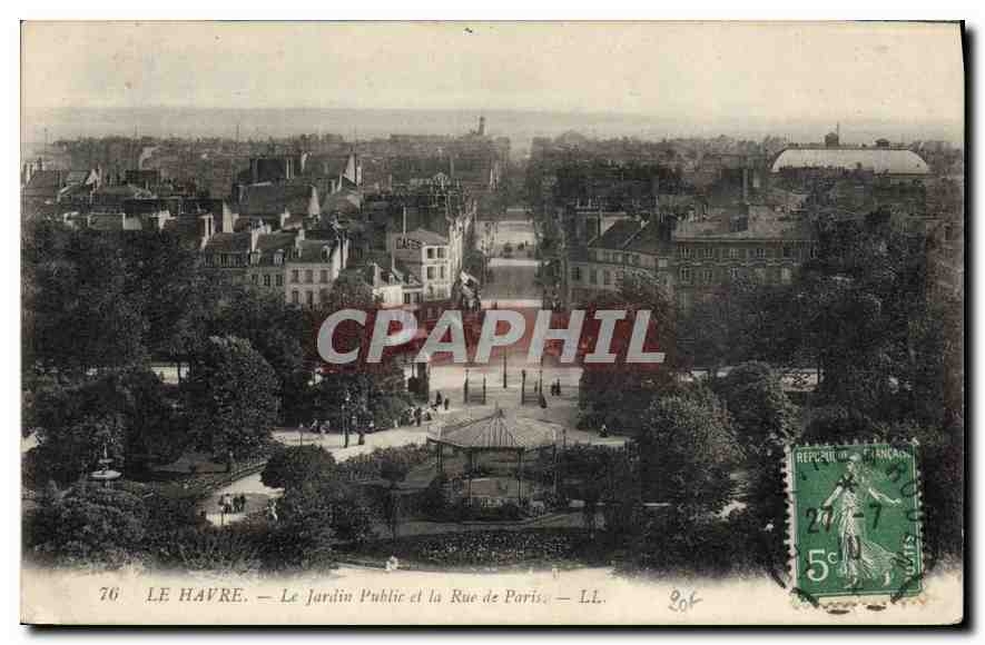 CPA Le Havre le jardin Public et la Rue de Paris 