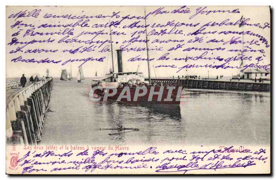 CPA Les deux Jetees et le bateau a vapeur du Havre 