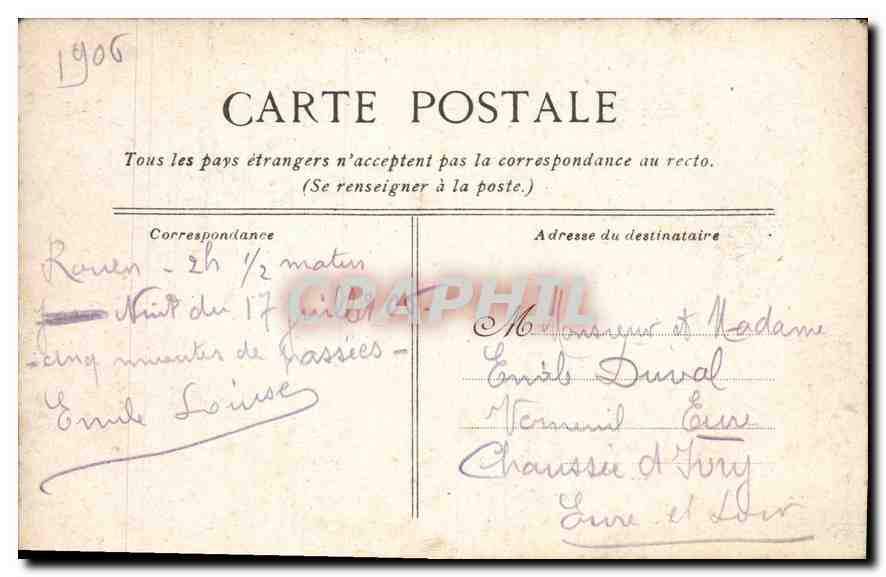 CPA Le Havre l'hotel de Ville et le Jardin Public  — Rückseite
