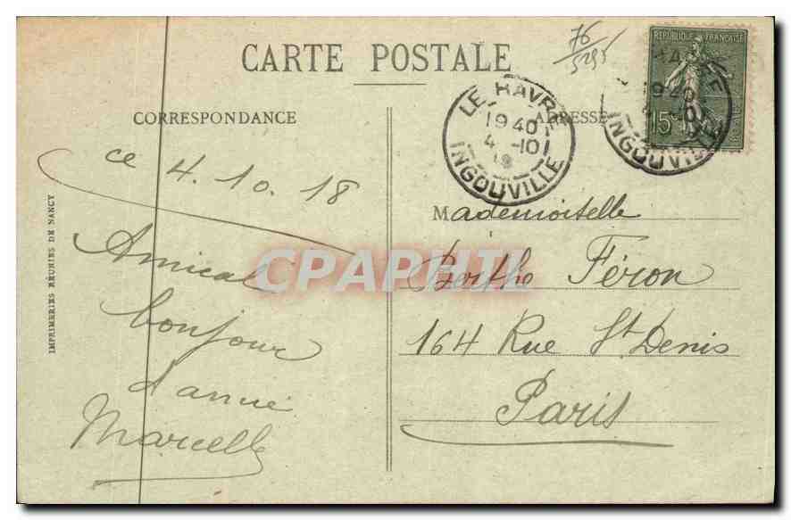 CPA Le Havre Eglise Notre Dame et rue de Paris  — Rückseite