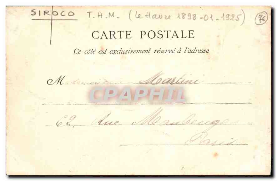 CPA La Normandie Le Havre le Contre Torpilleur siroco dans le Bassin du Commerce  — Rückseite