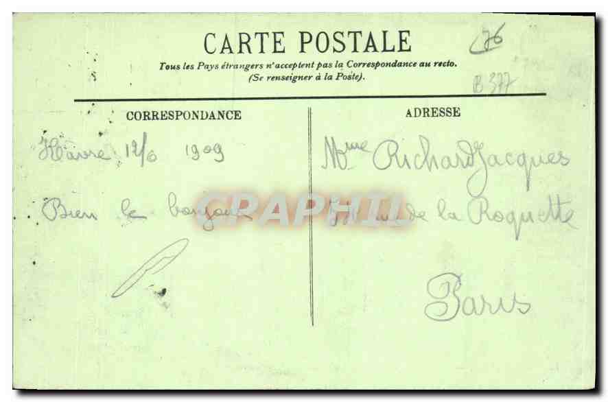 CPA Le Havre Poste Semaphorique et Rocher de la Heve  — Rückseite