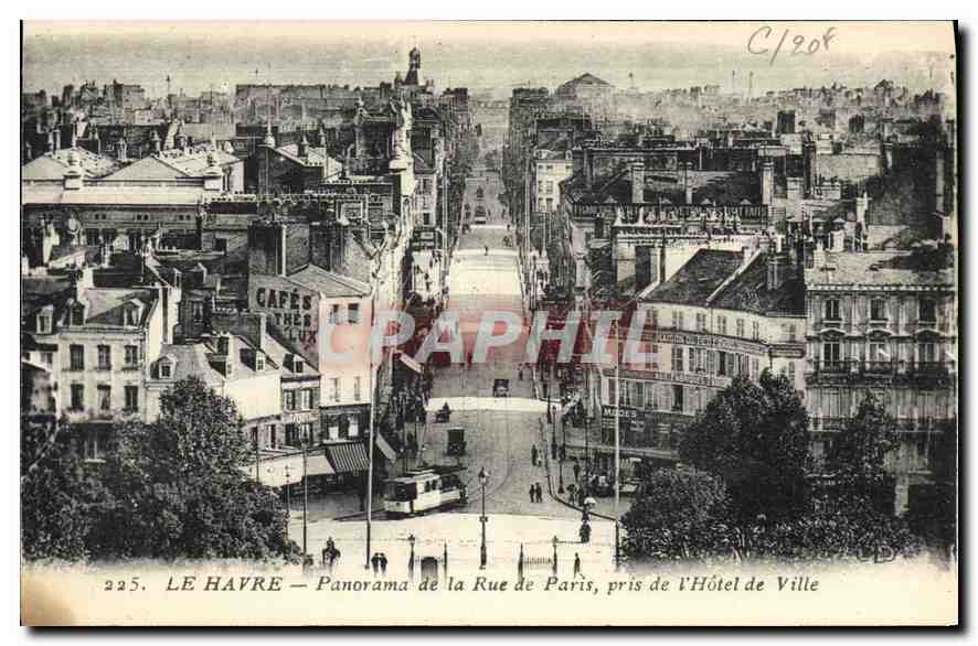 CPA Le Havre Panorama de la Rue de Paris Pris de l'hotel de Ville 