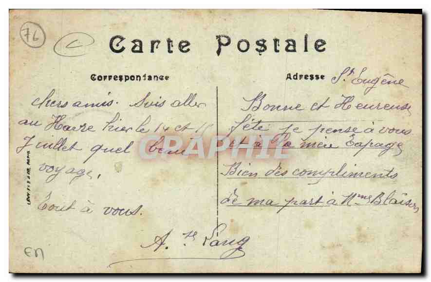 CPA Le Havre le Bassin du Commerce Bateaux — Rückseite