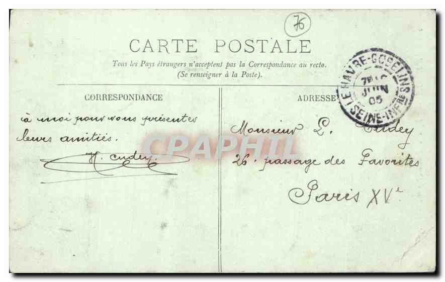 CPA Le Havre l'eglise de Sainte Adresse  — Rückseite