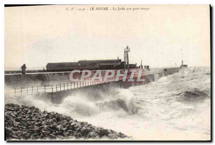 CPA Le Havre la Jetee par gros temps 