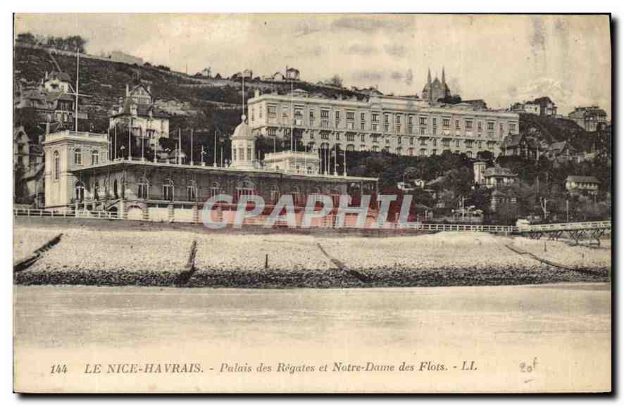 CPA Le Nice Havrais palais des regates et Notre Dame des Flots 