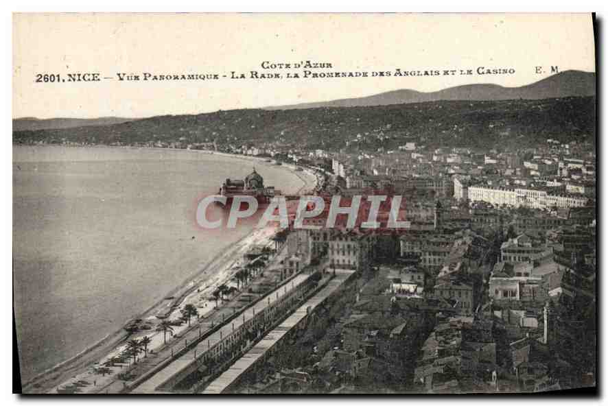 CPA Cote d'Azur Nice vue Paronamique la Rade la Promenade des Anglais et le Casino 