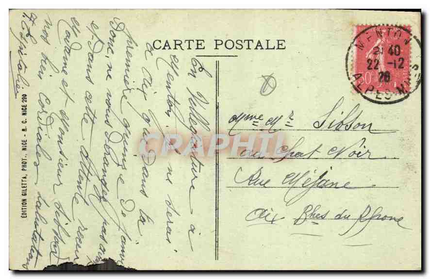CPA Monaco vue prise entre les Fleurs  — Rückseite