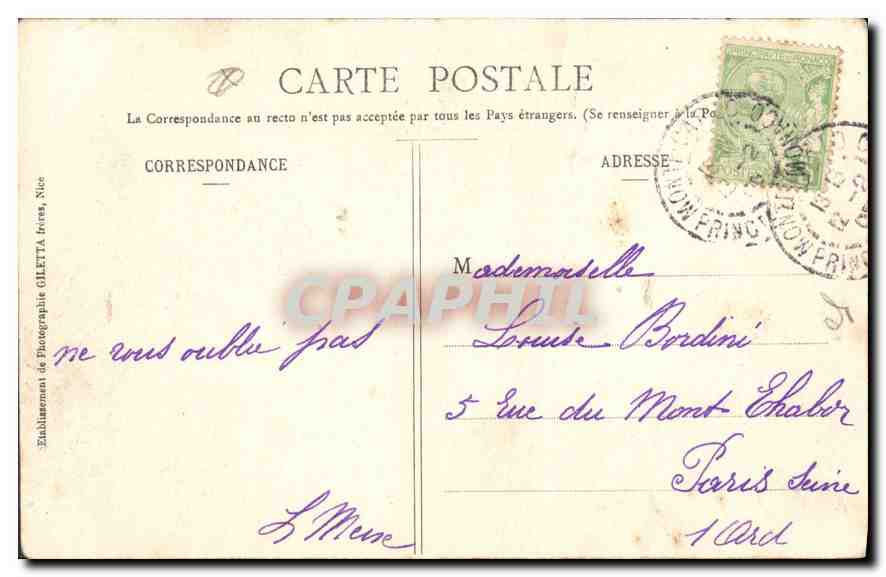 CPA Collection Artistique Monte Carlo vue generale  — Rückseite
