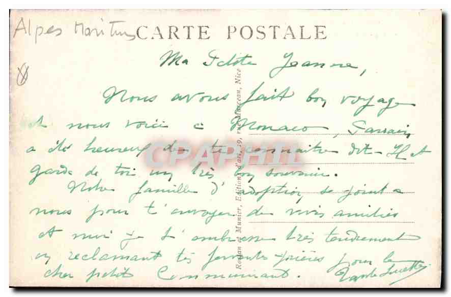 CPA Monte Carlo vue prise de Beausoleil  — Rückseite