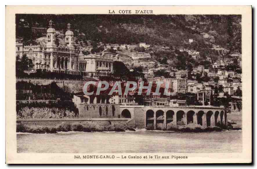 CPA La Cote d'Azur Monte Carlo le casino et le Tir aux Pigeons 