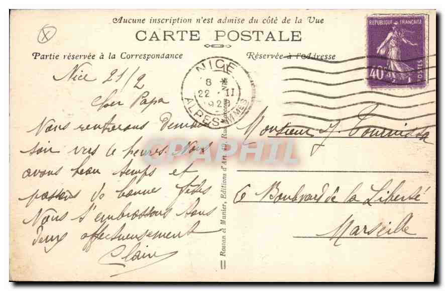 CPA Nice Promenade des Anglais et Jetee promenade  — Rückseite