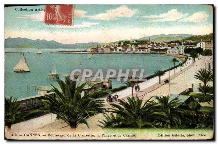 CANNES — Boulevard de la Croisette, la Plage et le Casino — Édition Giletta, phot., Nice.
