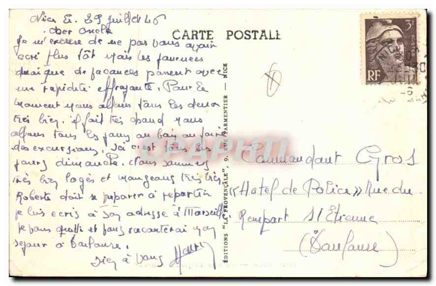CPA Nice Un coin du Jardin Albert I  — Rückseite