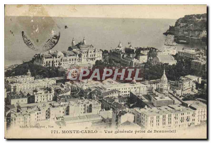 MONTE-CARLO — Vue générale prise de Beausoleil — Édition Gilletta, phot. Nice, n° 771
