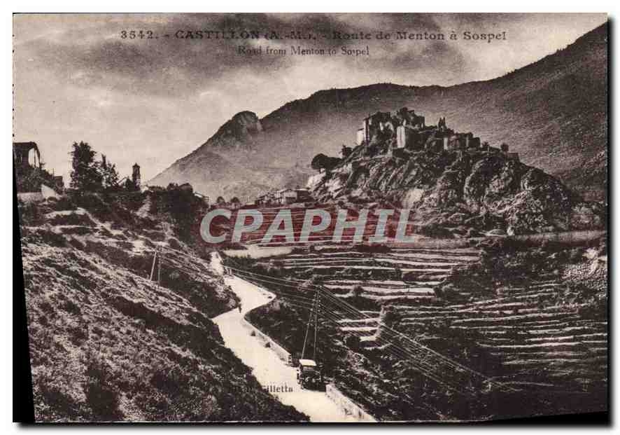 CPA Castillon A M Route de Menton a Sospel 