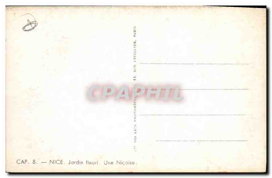 CPA Nice Jardin fleuri Un Nicoise Folklore — Rückseite