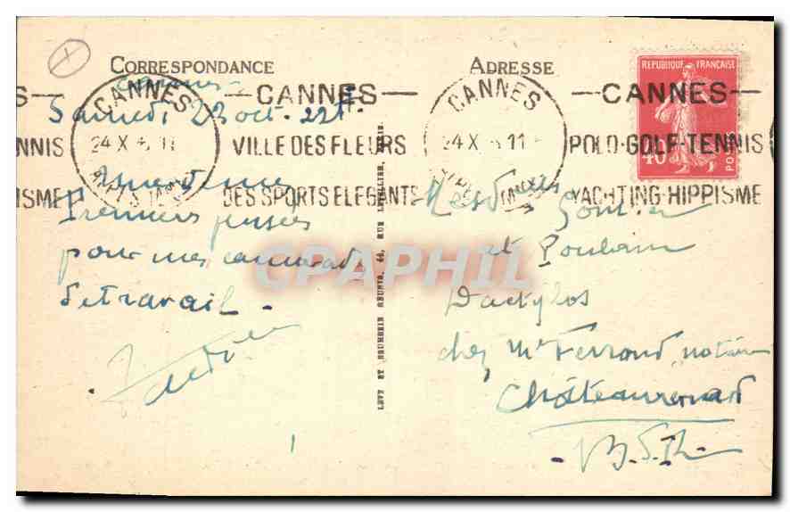 CPA Cannes vue sur les hotels et la Promenade de la Croisette  — Verso