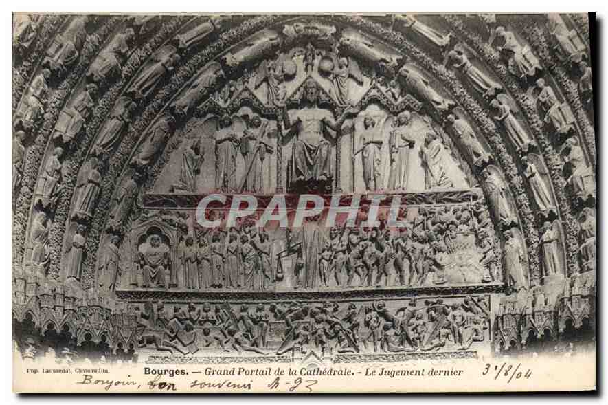 CPA Bourges grand Portail de la cathedrale le Jugement dernier 