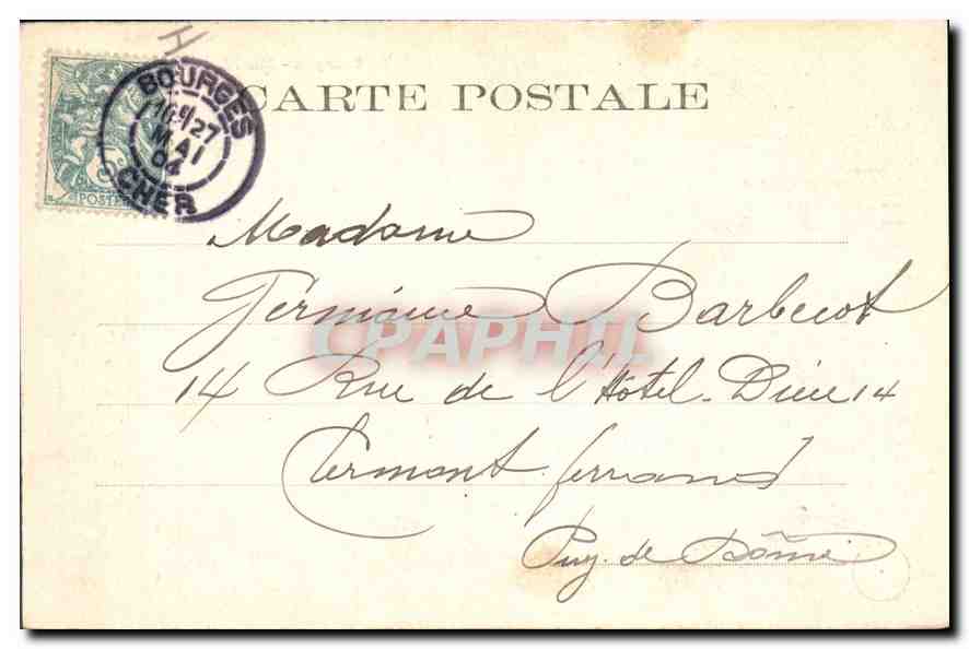 CPA Bourges hotel Lallemant la Tourelle  — Rückseite