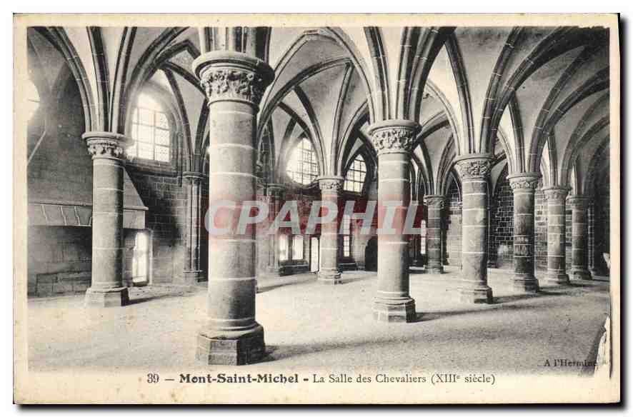 CPA Mont Saint Michel la salle des Chevaliers XIII siecle 