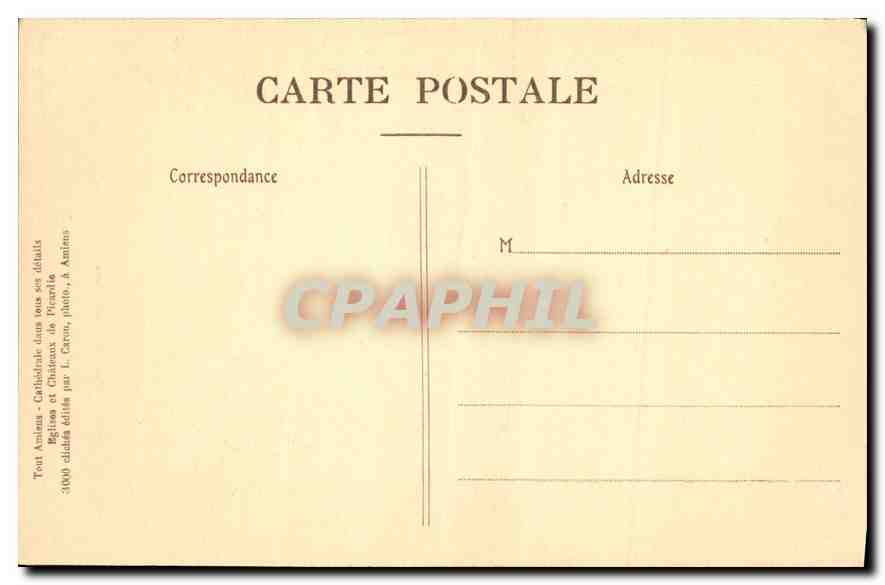 CPA Amiens Cathedrale Stalles du Choeur Ornemtation du Dorsal  — Back