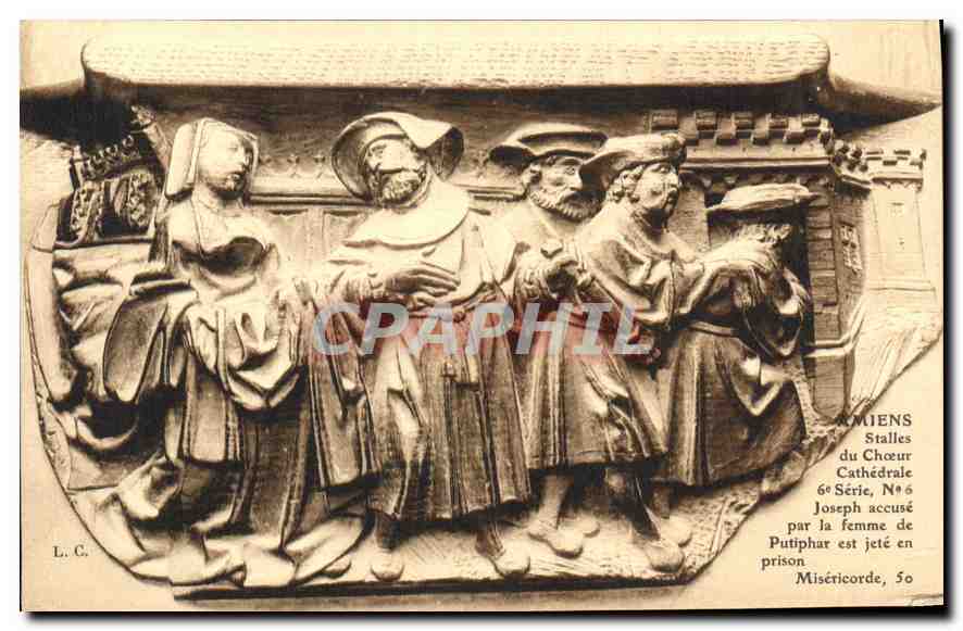 Stalles du Chœur Cathédrale — Joseph accusé de Putiphar est jeté en prison — L. C. — 6e Série, N° 50