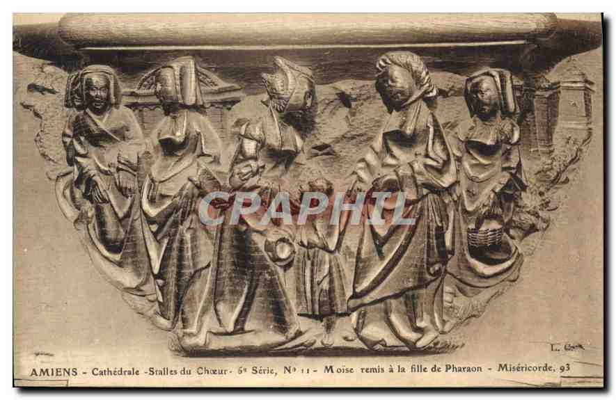 CPA Amiens Cathedrale Stalles du Choeur Moise remis a la fille de Pharaon 