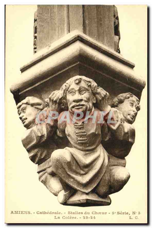 CPA Amiens Cathedrale Stalles du Choeur La Colere 