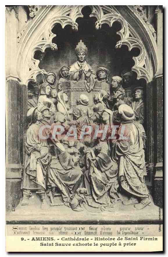 CPA Amiens Cathedrale Stalles du Choeur Saint Sauve extorte le peuple a prier 