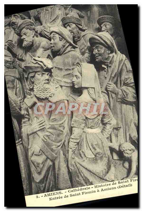 CPA Amiens Cathedrale Histoire de Saint Fermin Entree de Saint Fermin a Amiens 