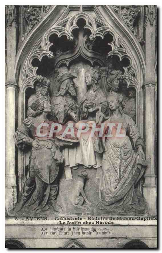 CPA Amiens Cathedrale Histoire de St Jean Baptiste Le festin chez Herode 