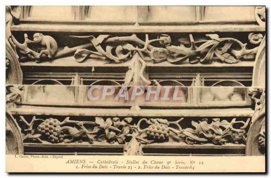 Amiens — Cathédrale — Stalles du Chœur 9e Série, No 12 — Frise du Dais — Travée 25 et 64