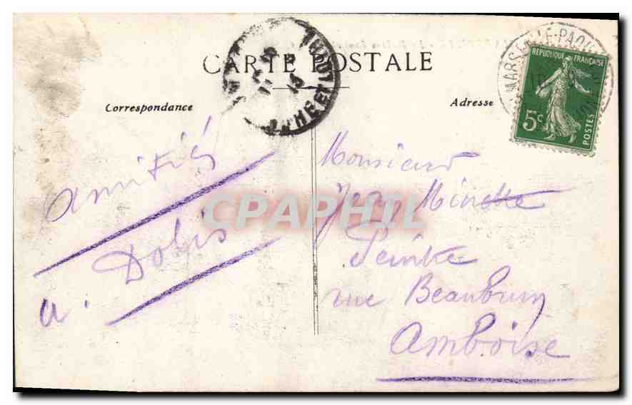 CPA Marseille Le Palais Longchamp  — Verso