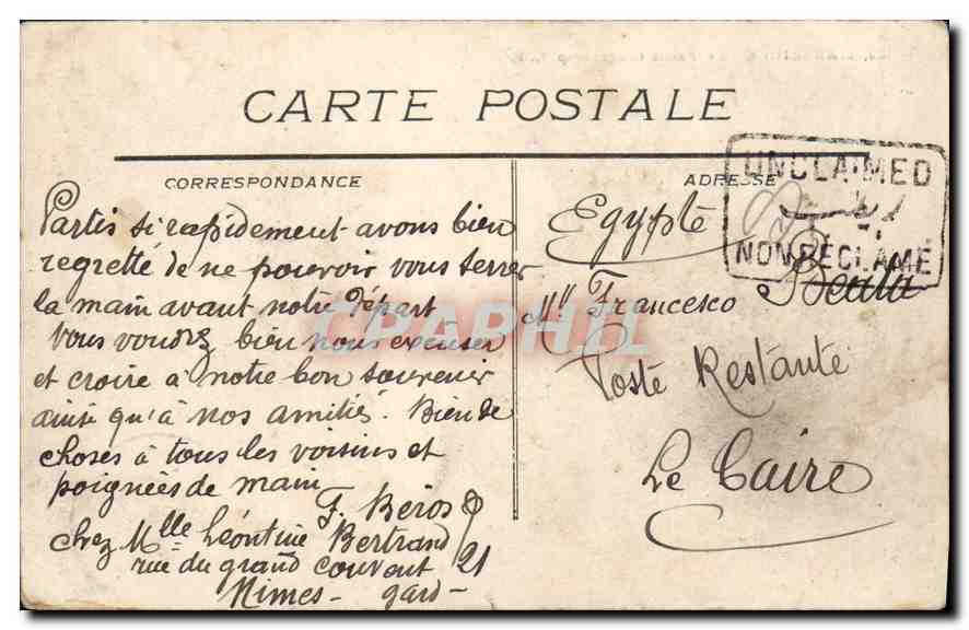 CPA Marseille Le Palais Longchamp  — Verso