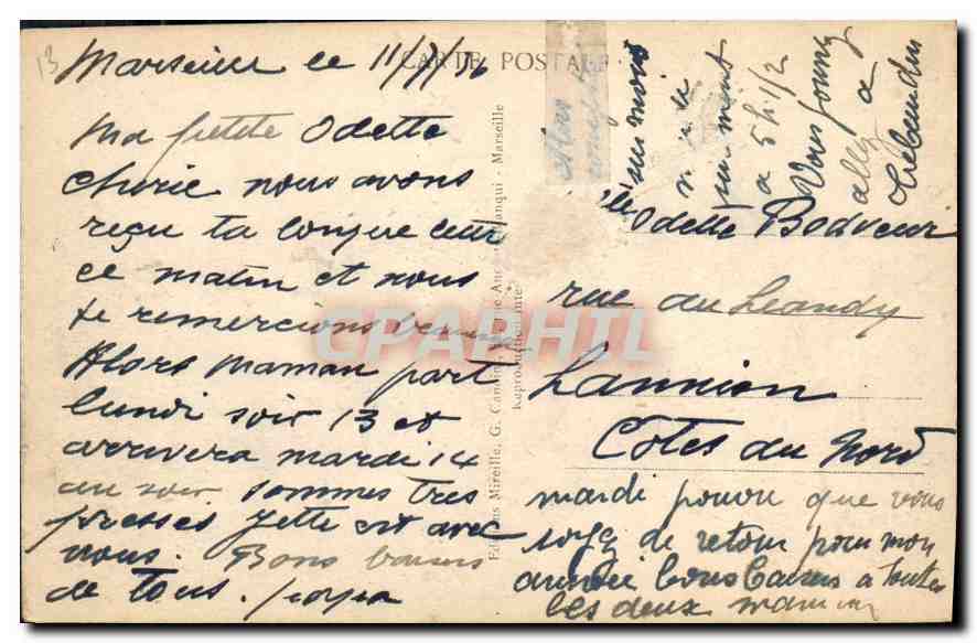 CPA Marseille Le phare Ste Marie et l'Entree des Ports  — Verso