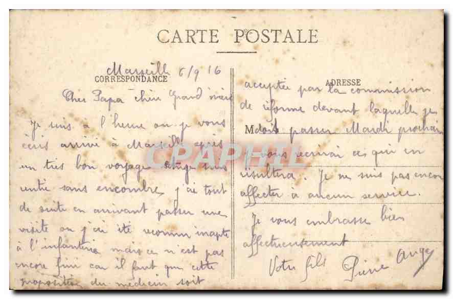 CPA Marseille Le Jetee et le Phare Ste Marie  — Verso