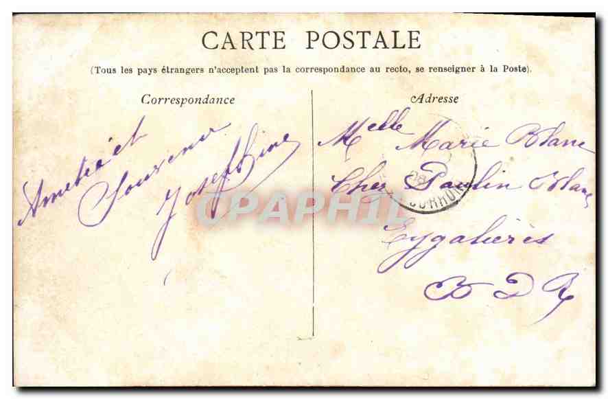 CPA Marseille Institut Pasteur  — Verso