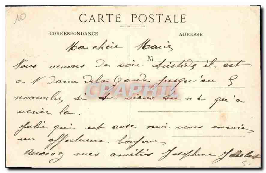 CPA Marseille N D de la Garde  — Rückseite