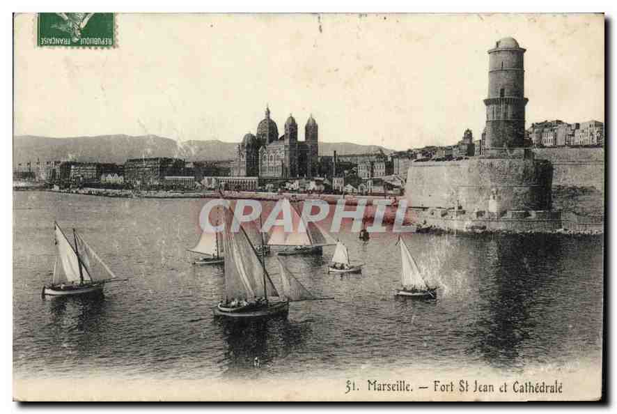 CPA Marseille Fort St Jean et Cathedrale 