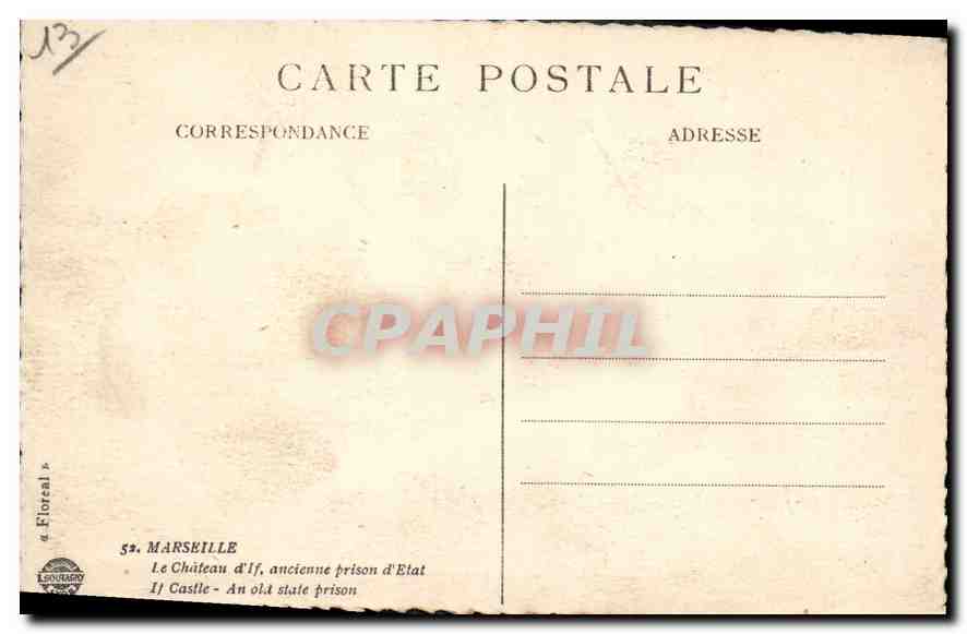 CPA Marseille Le Chateau d'If  — Verso